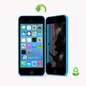 iPhone 5c Display Reparatur bei einem Modell mit farbigem Kunststoffgehäuse